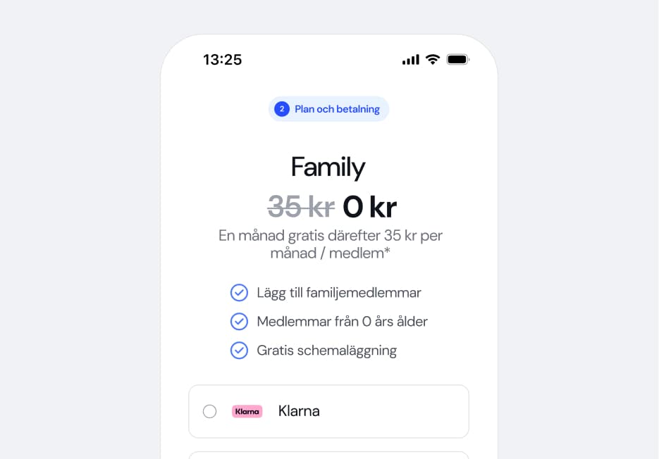 Create account and choose payment