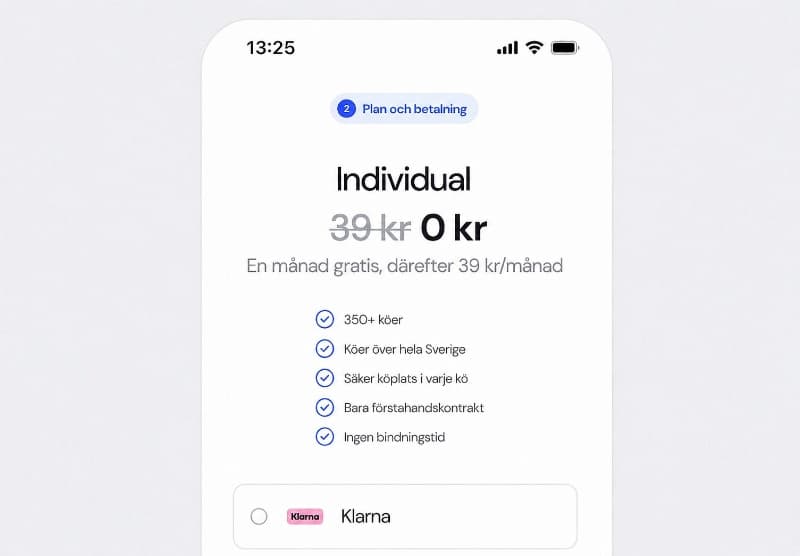 Create account and choose payment